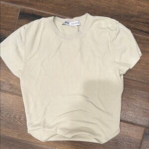 Neutral Ribbed Short Sleeve Top